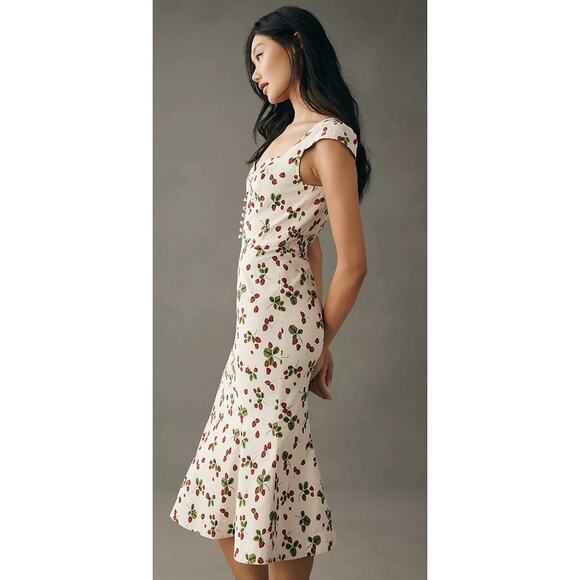 Anthropologie Cecily White Midi Dress with Strawberry Print - Picture 5 of 12